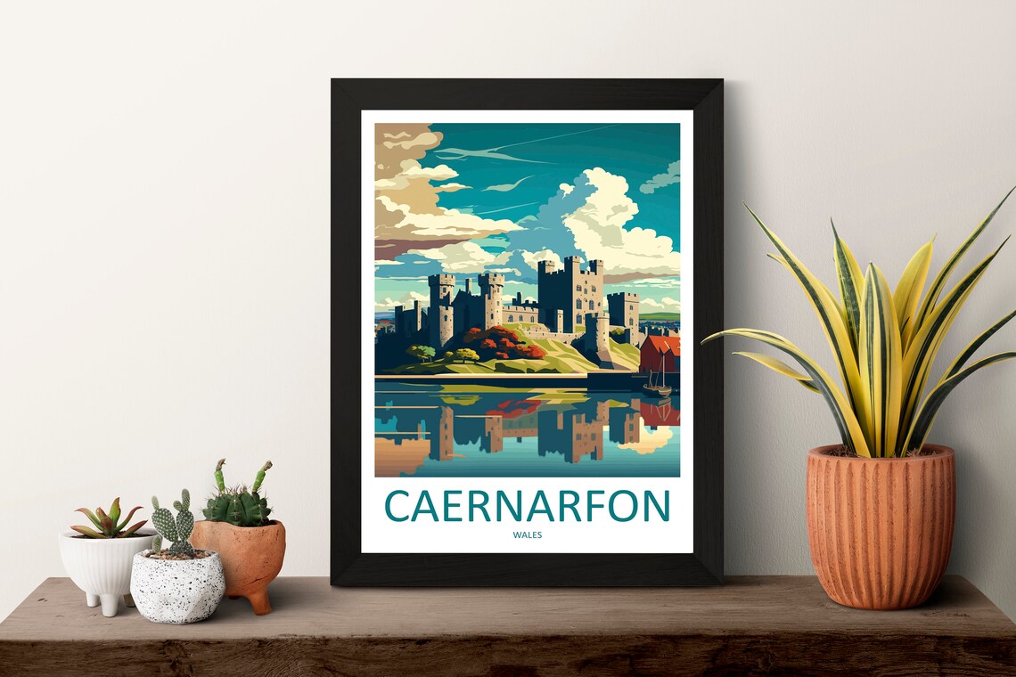 Caernarfon Castle Travel Poster, Wales Landscape Art - Image 3