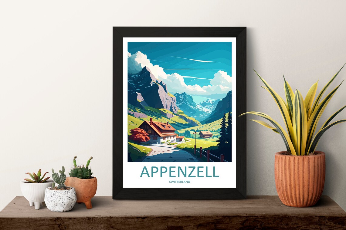 Appenzell Switzerland Alpine Chalet Mountain Valley View Poster - Image 3