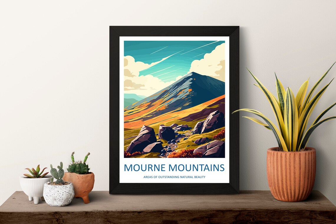 Mourne Mountains Travel Poster, AONB Landscape - Image 3