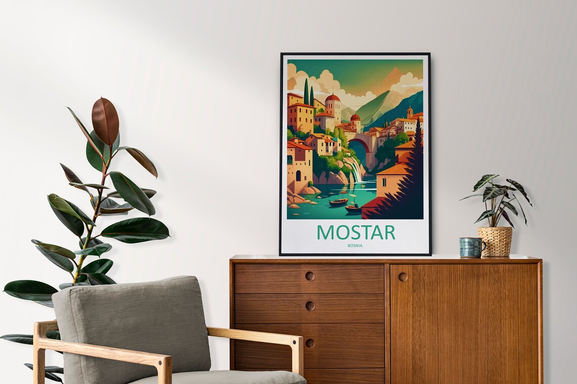 Mostar Travel Print, Bosnia City Art Print - Image 2