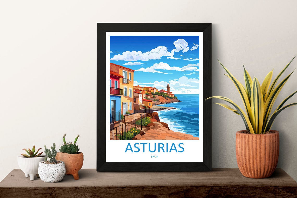 Asturias Spain Seaside Village Lighthouse Cliffs Ocean View Poster - Image 3