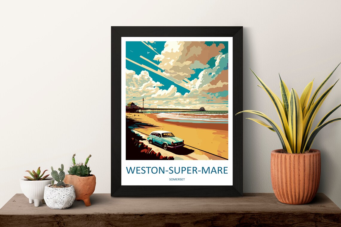 Western Super Mare Travel Poster, England Place Print - Image 3