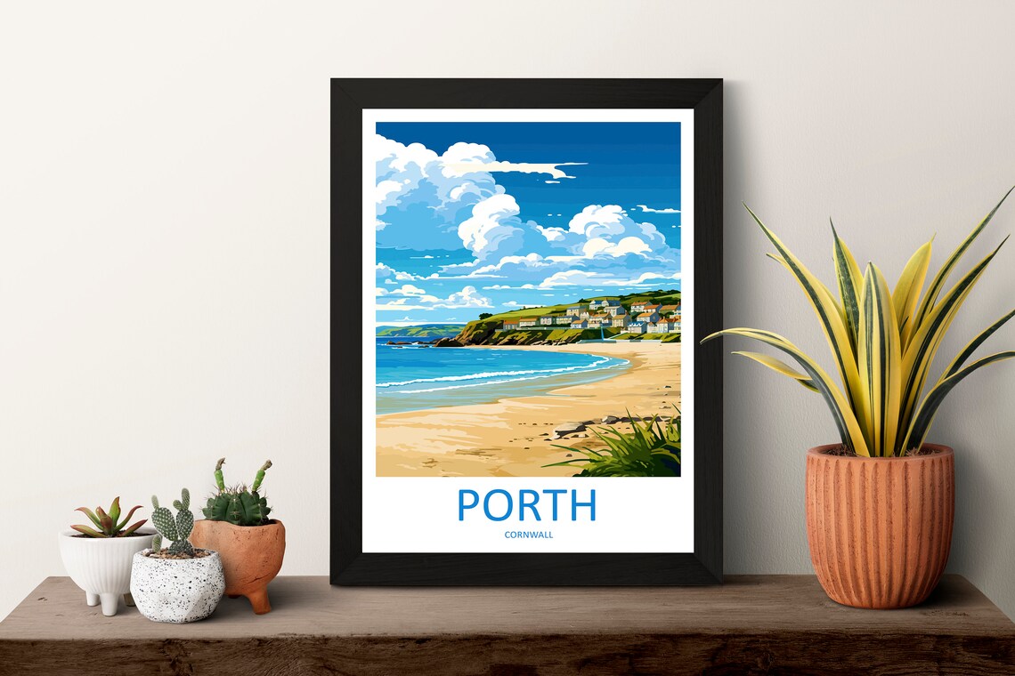 Porth Travel Poster, Cornwall Place Print - Image 3