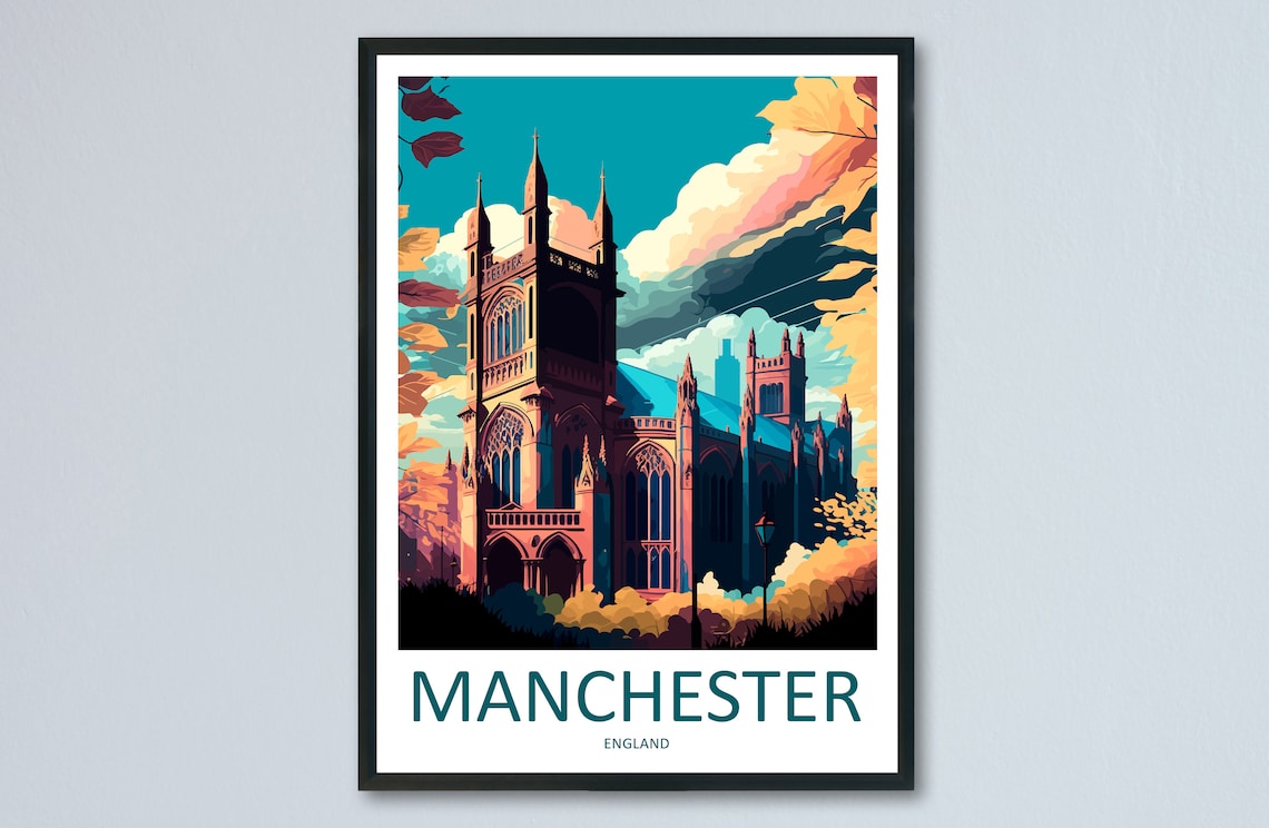 Manchester Travel Poster, England Place Art