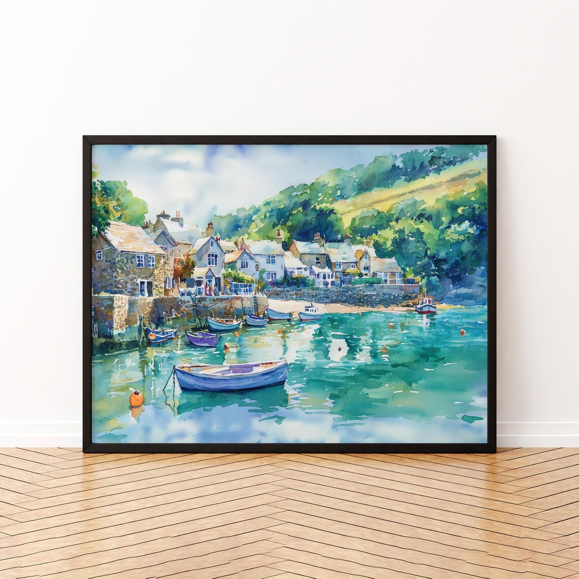 North Devon England Watercolor Travel Poster