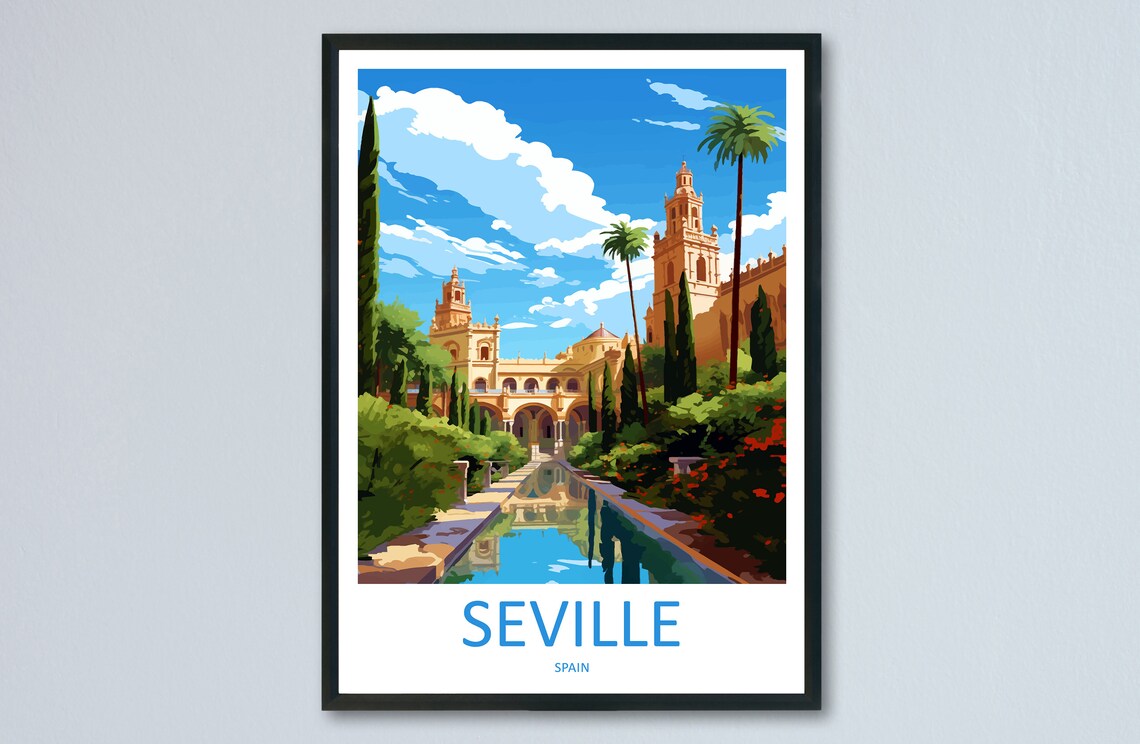 Seville Travel Poster, Spain Wall Art Print