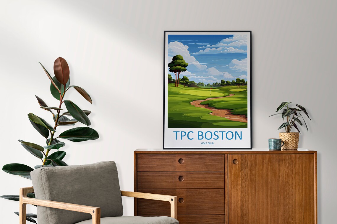TPC Boston Golf Club Lush Fairway Red Flag Sunny Scene Poster - Image 2
