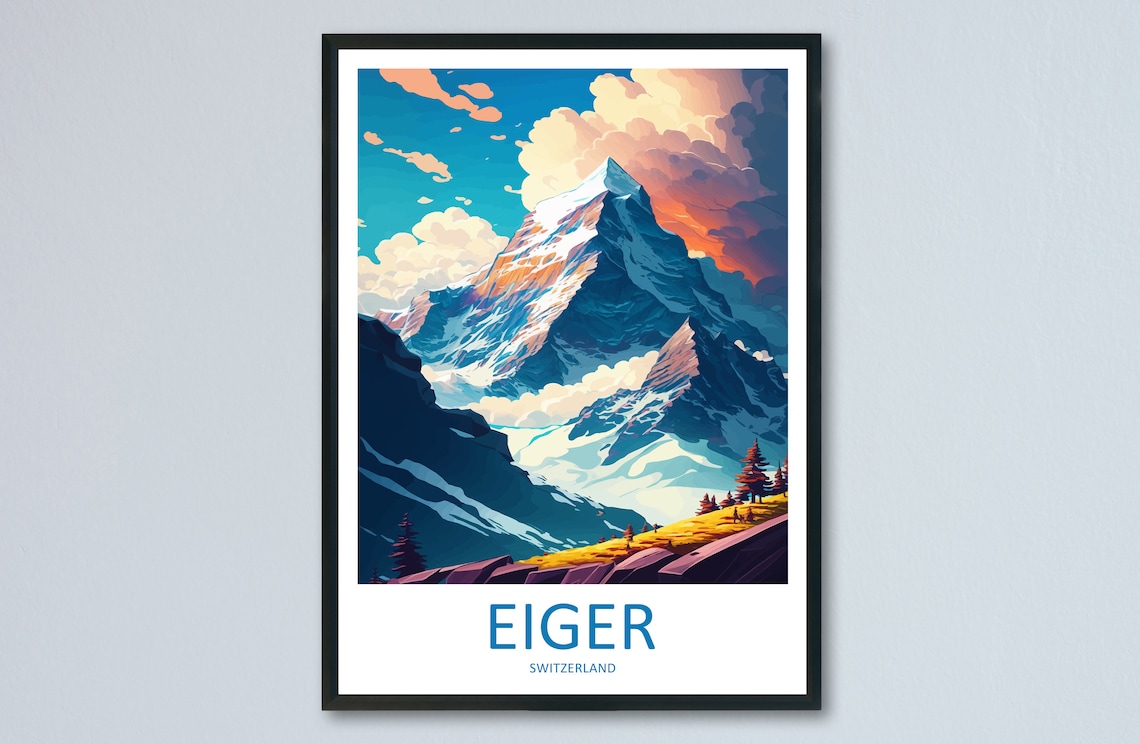Eiger Travel Poster, Switzerland Mountain View