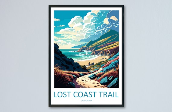 Lost Coast Trail Travel Poster, California Adventure