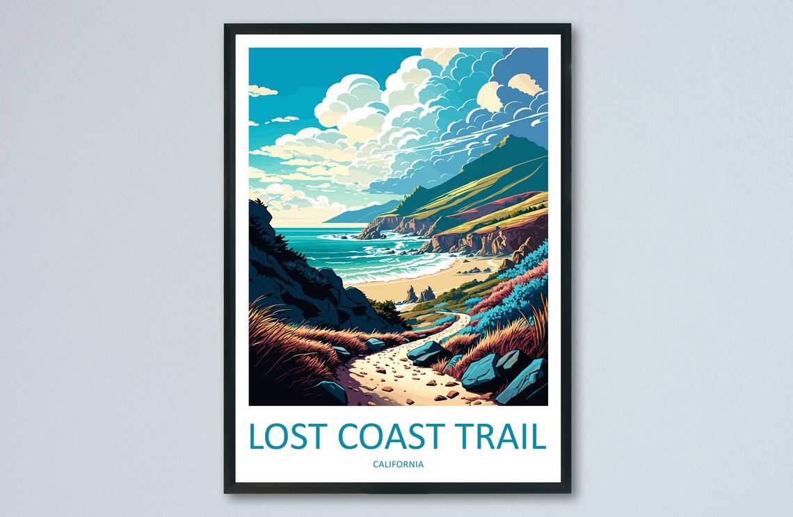 Lost Coast Trail Travel Poster, California Adventure