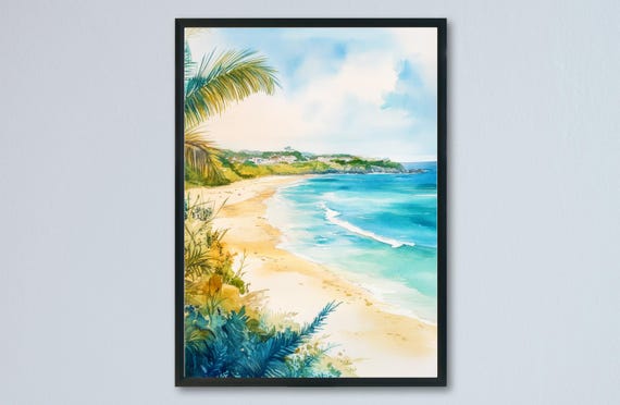 Carbis Bay Watercolor Poster Wall Art Hanging Home Dcor Gift Lovers United Kingdom
