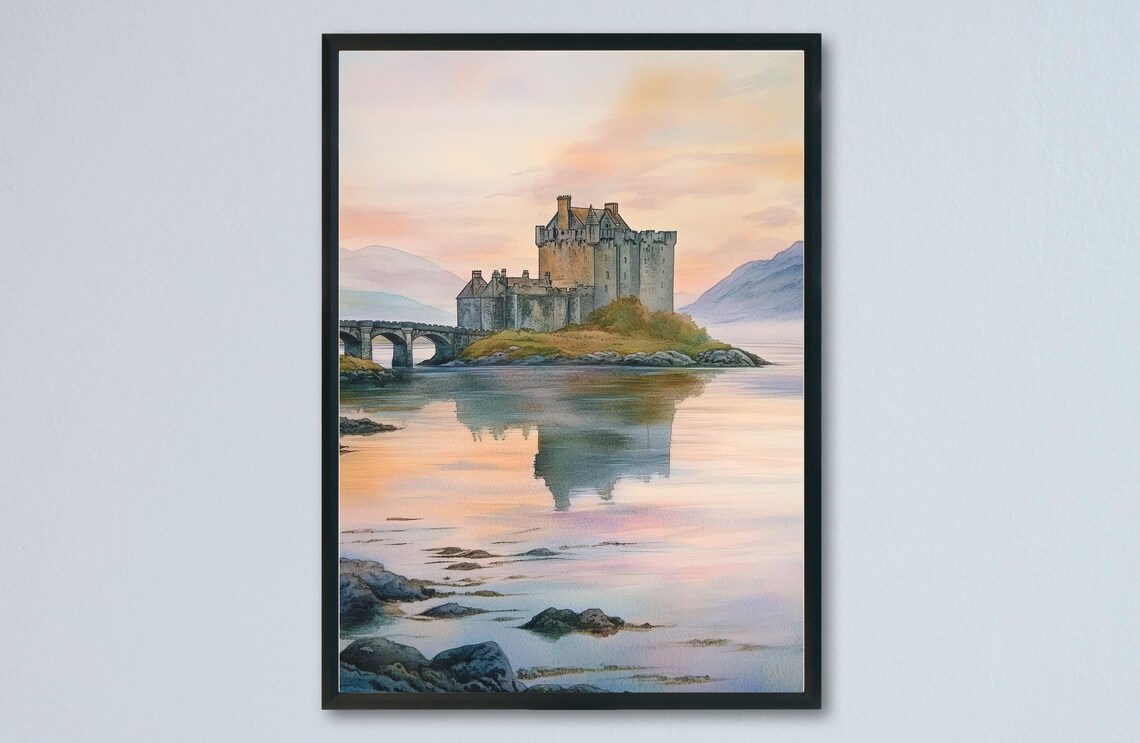 Fort William Eilean Donan Castle Sunset Loch Watercolor Poster