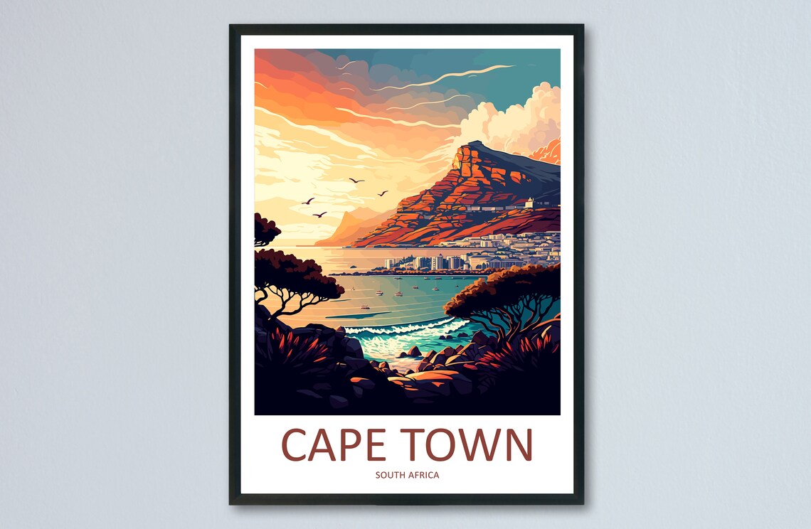 Cape Town Travel Poster, South Africa Wall Art