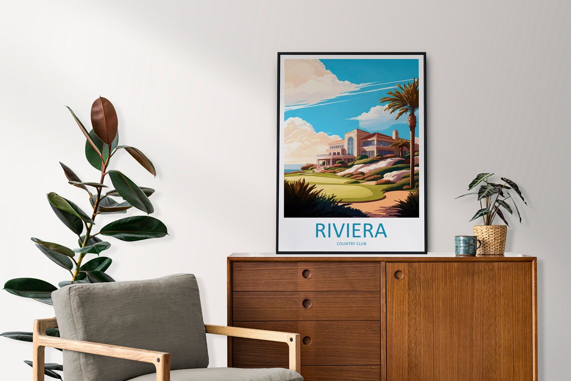Riviera Country Club Golf Course Clubhouse Illustration Sports Poster - Image 2