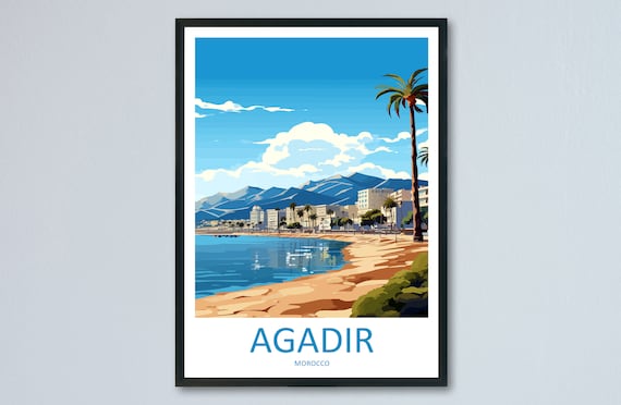 Agadir Travel Print Wall Art Agadir Wall Hanging Home Dcor Agadir Gift Art Lovers Morocco Art Lover Gift Wall Art Morocco Art Decor