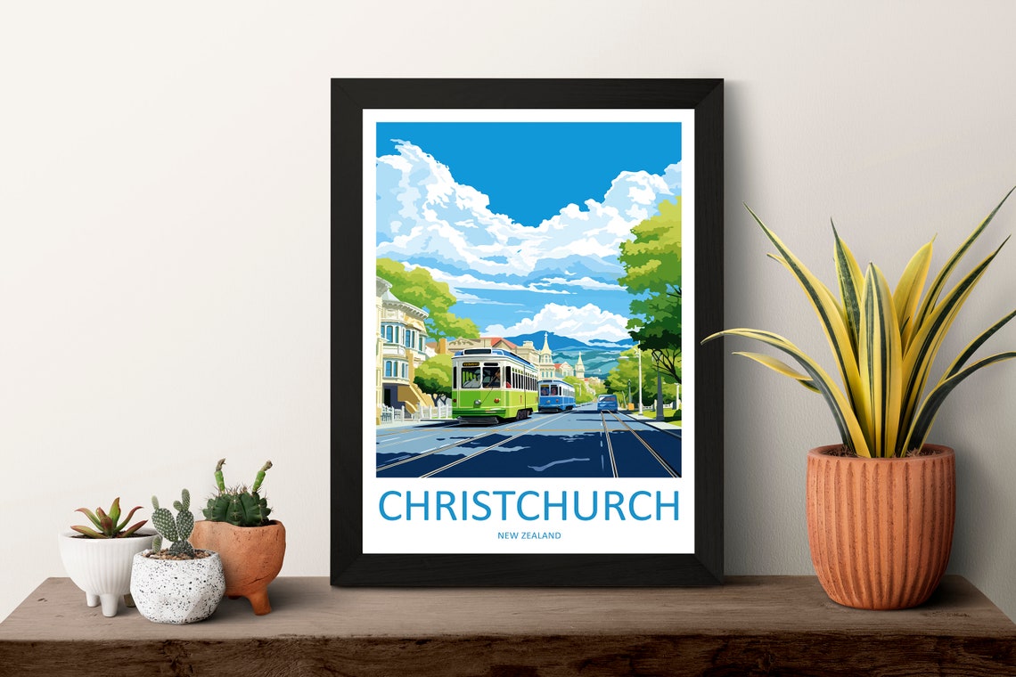 Christchurch Travel Print Wall Art Christchurch Wall Hanging Home Dcor Christchurch Gift Art Lovers New Zealand Art Lover Gift - Image 3