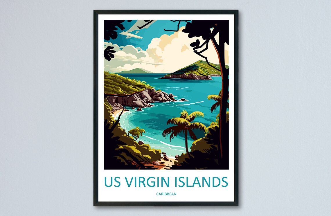 Us Virgin Islands Travel Poster, Caribbean Wall Art