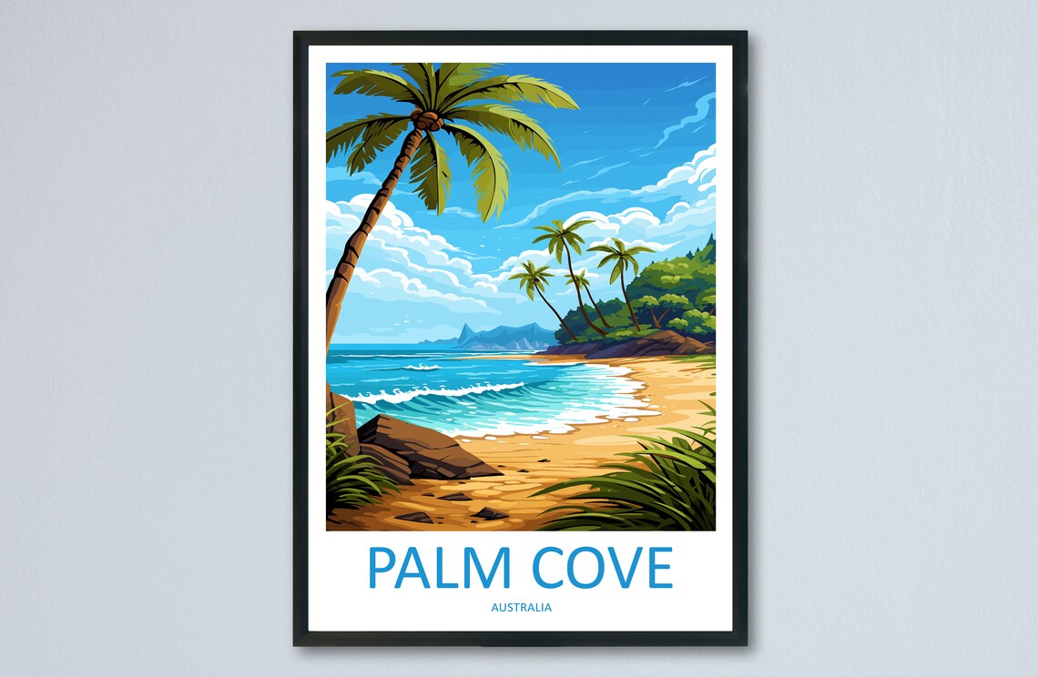 Palm Cove Australia Tropical Palm Beach Paradise Travel Poster