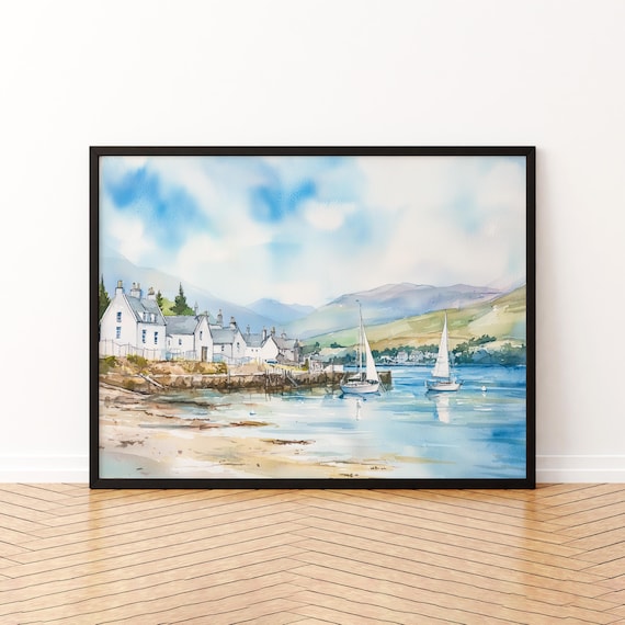 Ullapool Scotland Watercolor Travel Poster