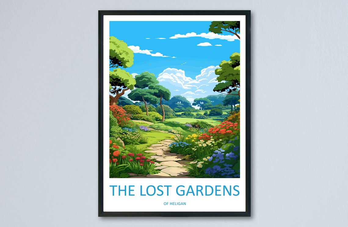 The Lost Gardens Of Heligan Flower Path Cornwall Travel Poster