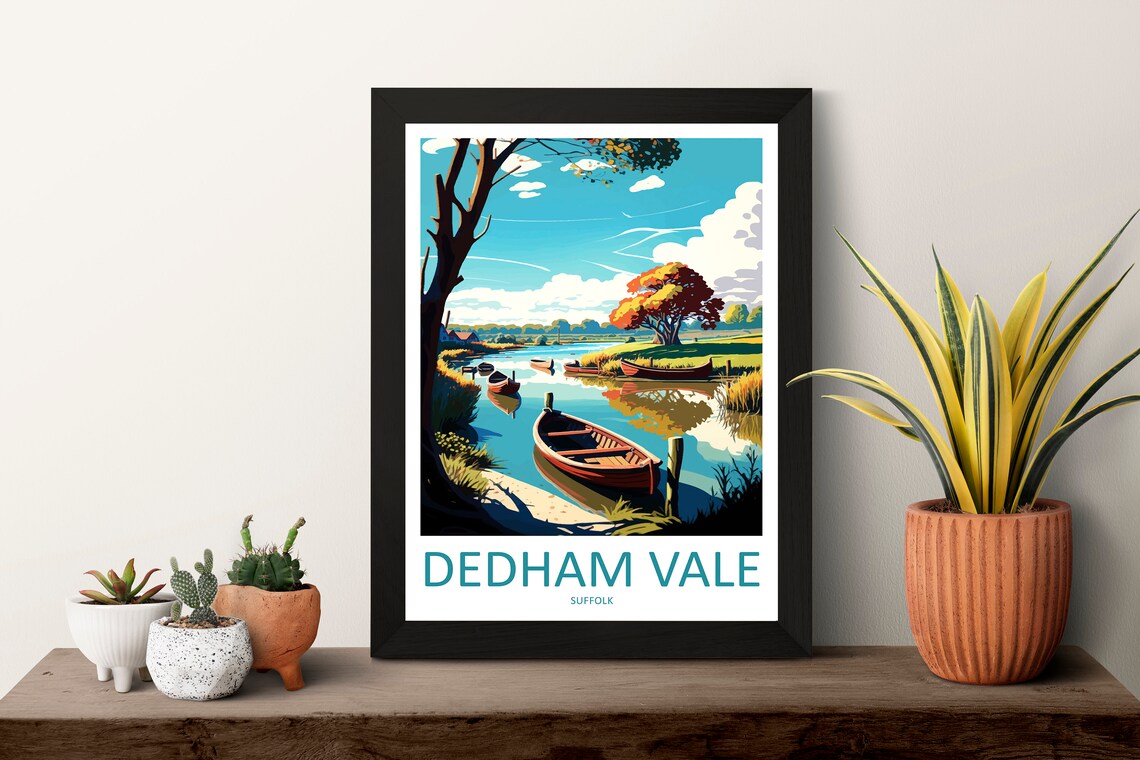 Dedham Vale Suffolk Riverside Rowboats Autumn Afternoon Poster - Image 3