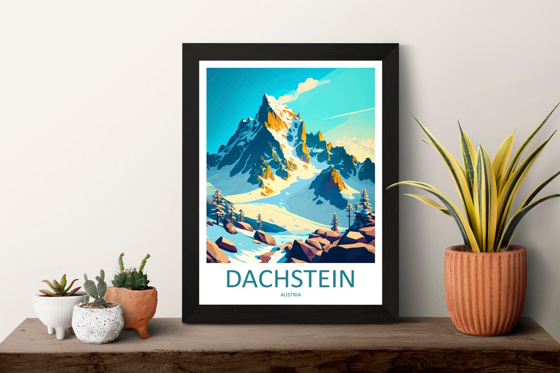 Dachstein Austria Snowy Alpine Peak Glacier Mountain Travel Poster - Image 3