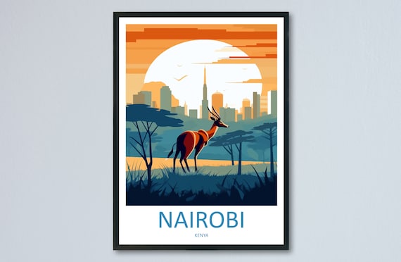 Nairobi Travel Print Wall Art Nairobi Wall Hanging Home Dcor Nairobi Gift Art Lovers Kenya Art Lover Gift Kenya Travel Print