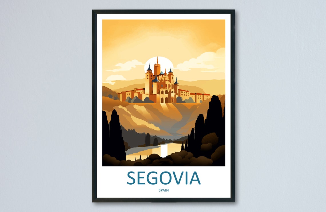 Segovia Spain Alcazar Castle Golden Sunset Landmark View Poster
