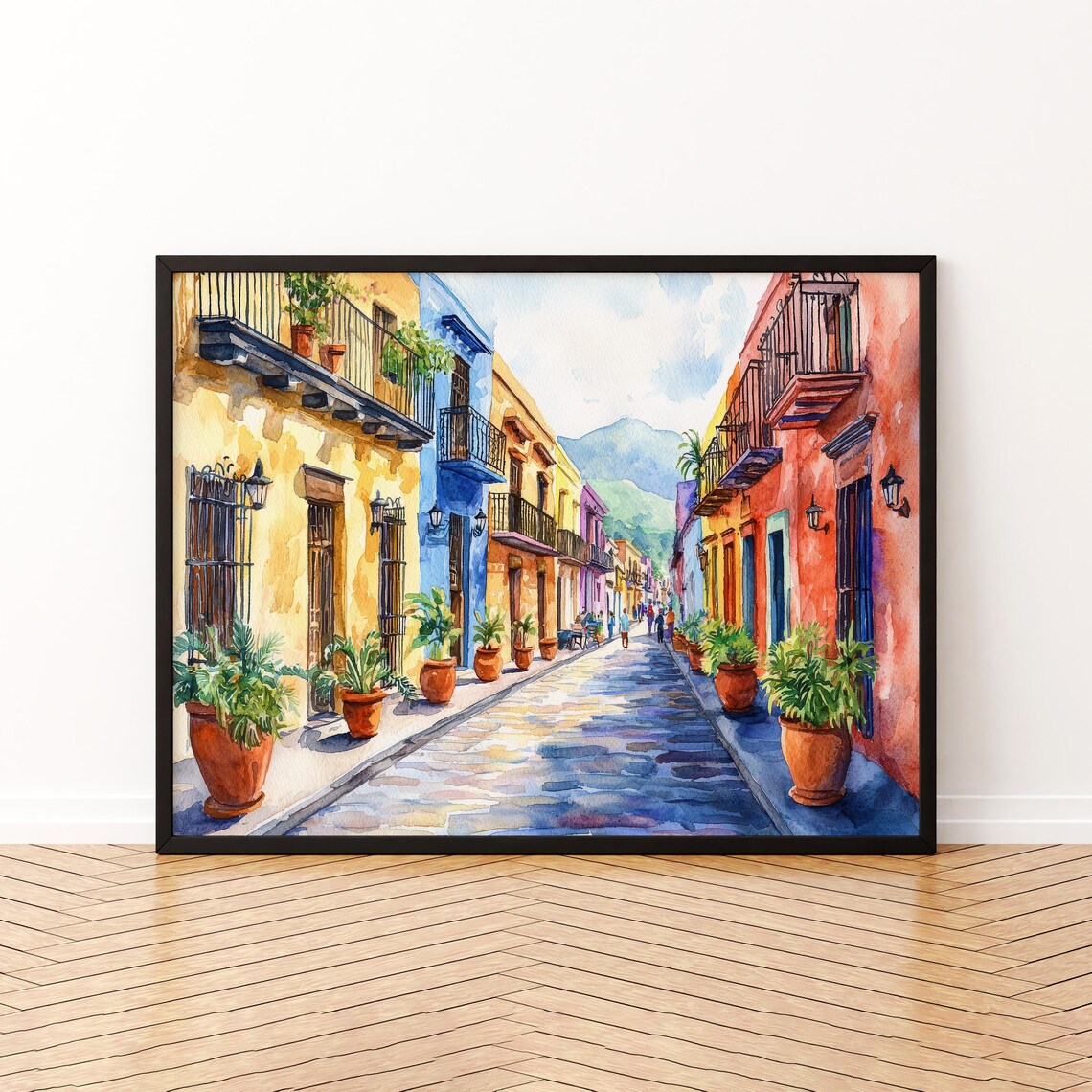 Oaxaca City Mexico Watercolor Travel Poster