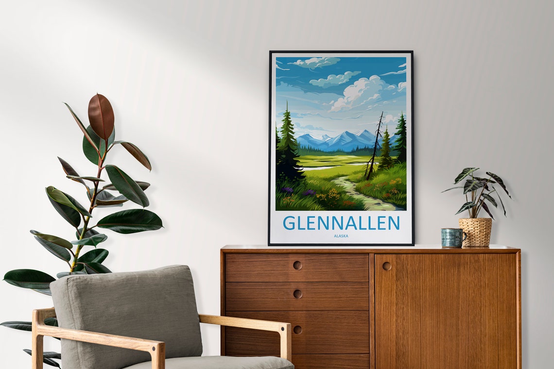 Glennallen Alaska Wildflower Meadow Mountain Trail Scenic Poster - Image 2