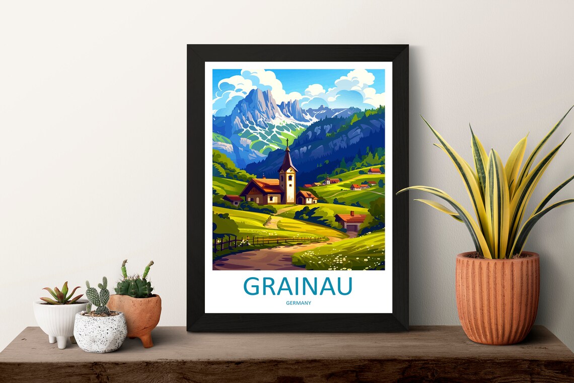 Grainau Germany Idyllic Alpine Village Church Mountain Poster - Image 3