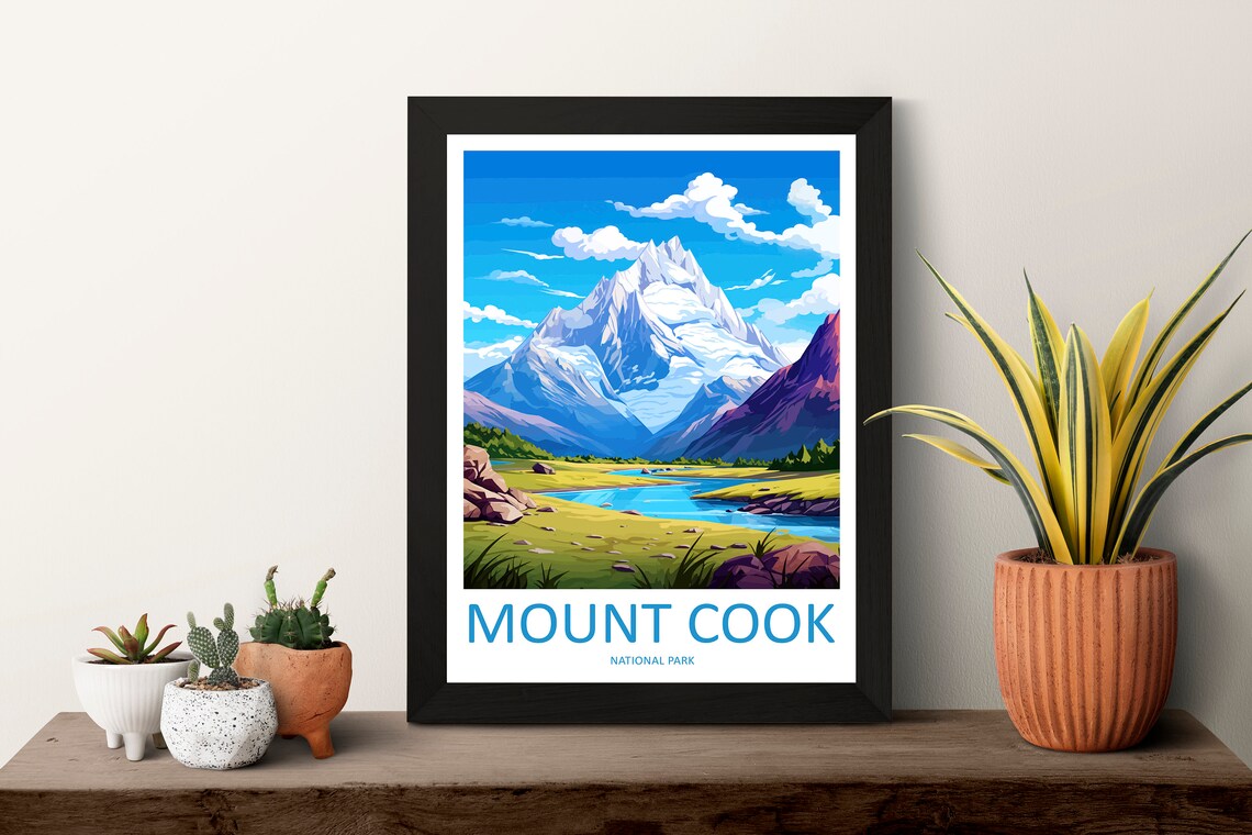 Mount Cook National Park Travel Poster, New Zealand - Image 3