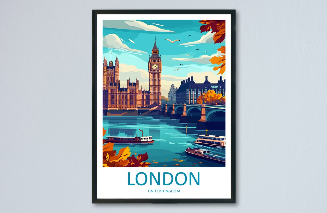 London Travel Print, England Home Decor Art Print