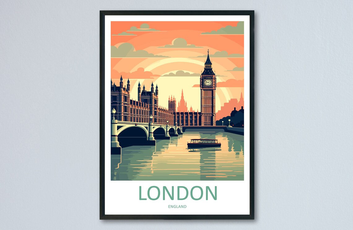 London Travel Poster, England Travel Art Print