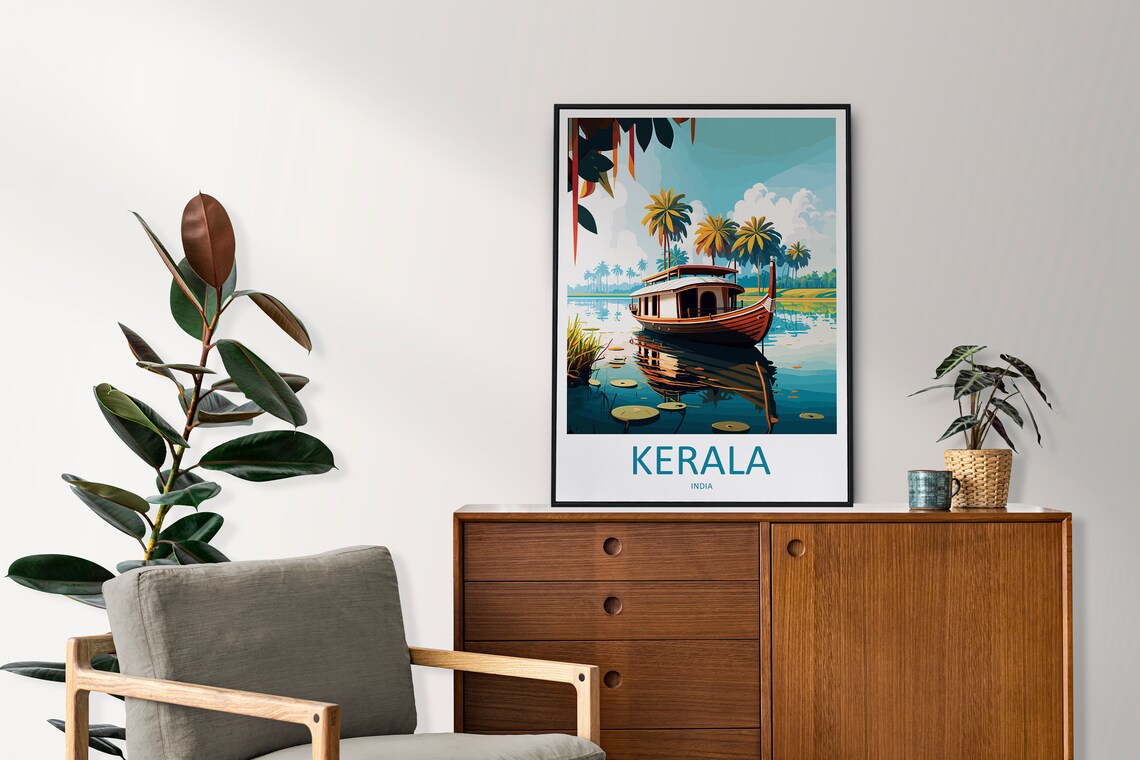 Kerala Travel Poster, India Home Decor Art - Image 2