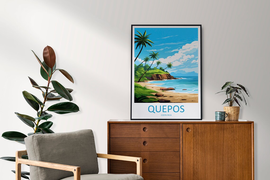 Quepos Travel Print Wall Art Quepos Wall Hanging Home Dcor Quepos Gift Art Lovers Costa Rica Wall Art Costa Rica Travel Poster Art - Image 2