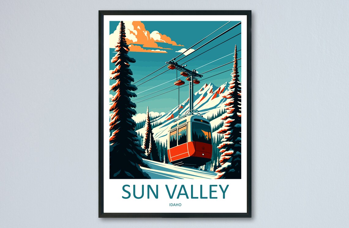 Sun Valley Travel Poster, Skiing Wall Art