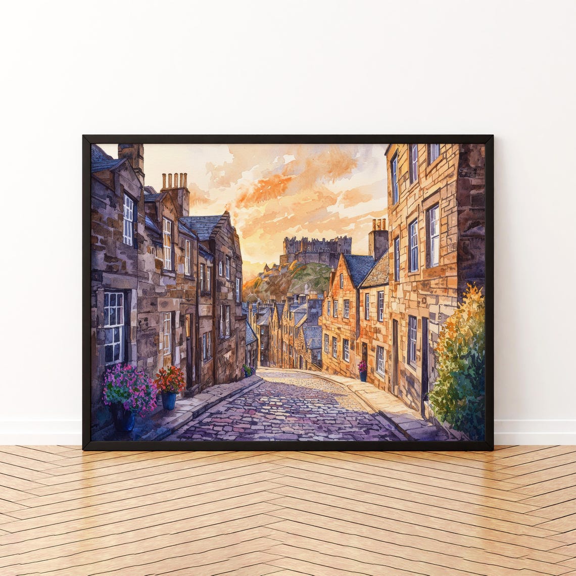 Edinburgh Watercolor Poster Landscape Wall Art Hanging Home Dcor Gift Lovers Scotland