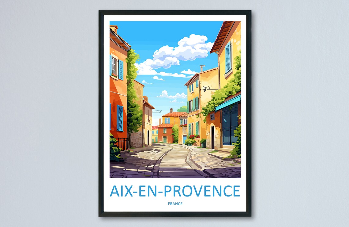 Aix-en-Provence France Cobblestone Old Town Street Travel Poster