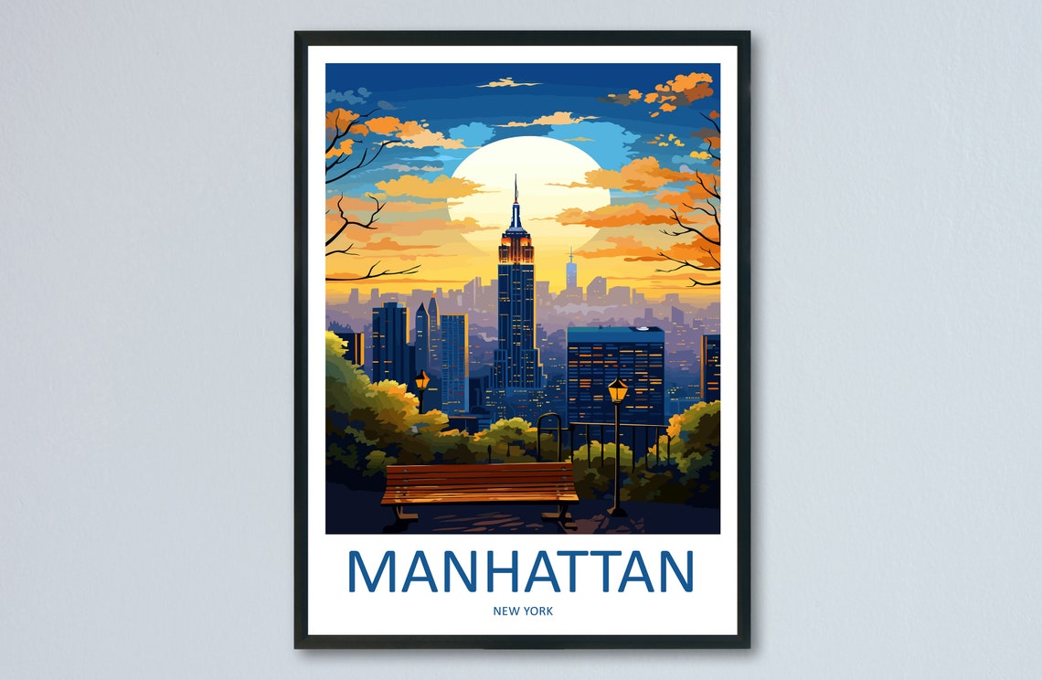 Manhattan New York Sunset Skyline Empire State Building Poster