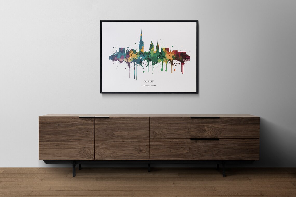 Dublin Watercolor Skyline Art Print, Ireland - Image 2