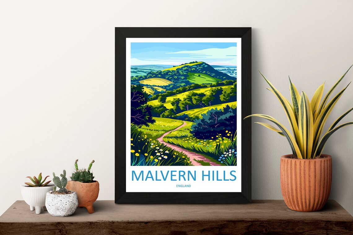 Malvern Hills England Rolling Green Countryside Travel Poster - Image 3