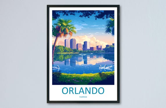 Orlando Travel Poster, Florida Sunshine Decor