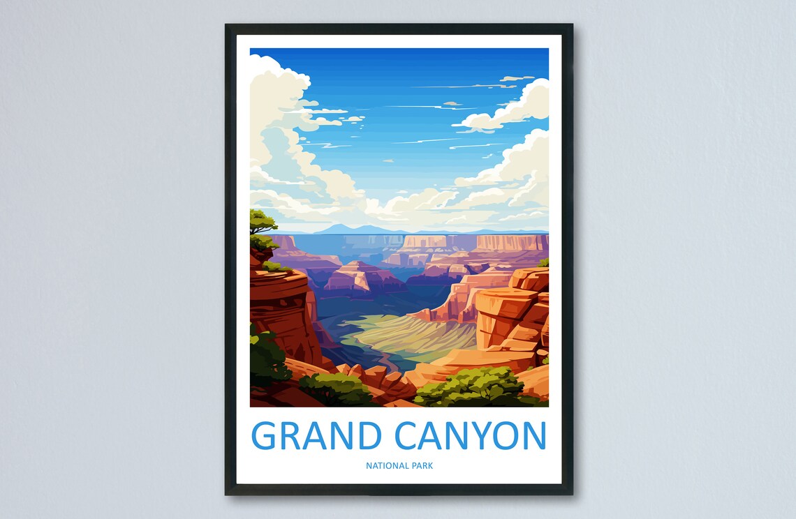 Grand Canyon National Park Vista View Illustrated Travel Poster