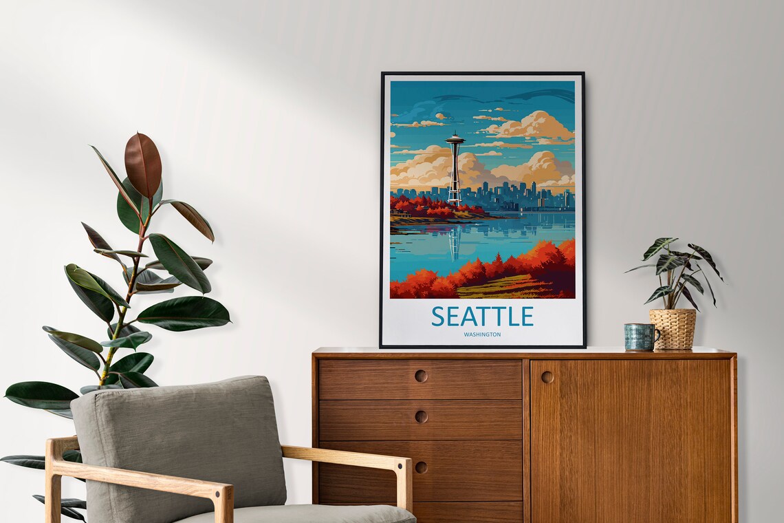 Seattle Travel Poster, Washington DC Art Lover Gift - Image 2