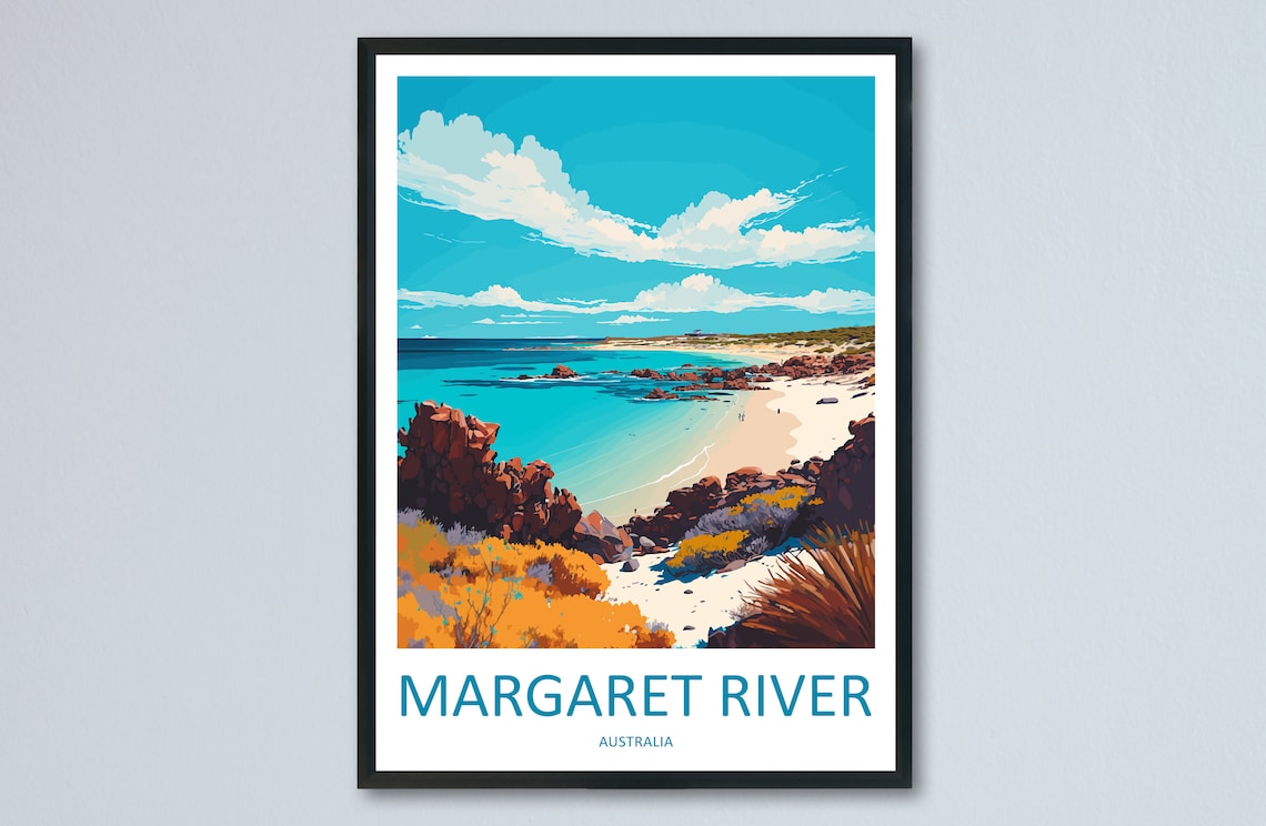 Margaret River Travel Poster, Australia Wall Art