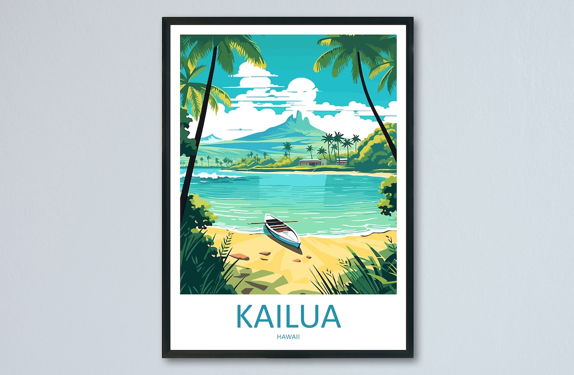Kailua Travel Poster, Hawaii Place Print
