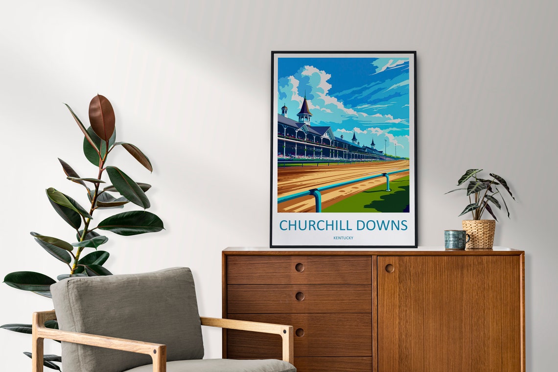 Churchill Downs Kentucky Racetrack Grandstand Dirt Track Travel Poster - Image 2