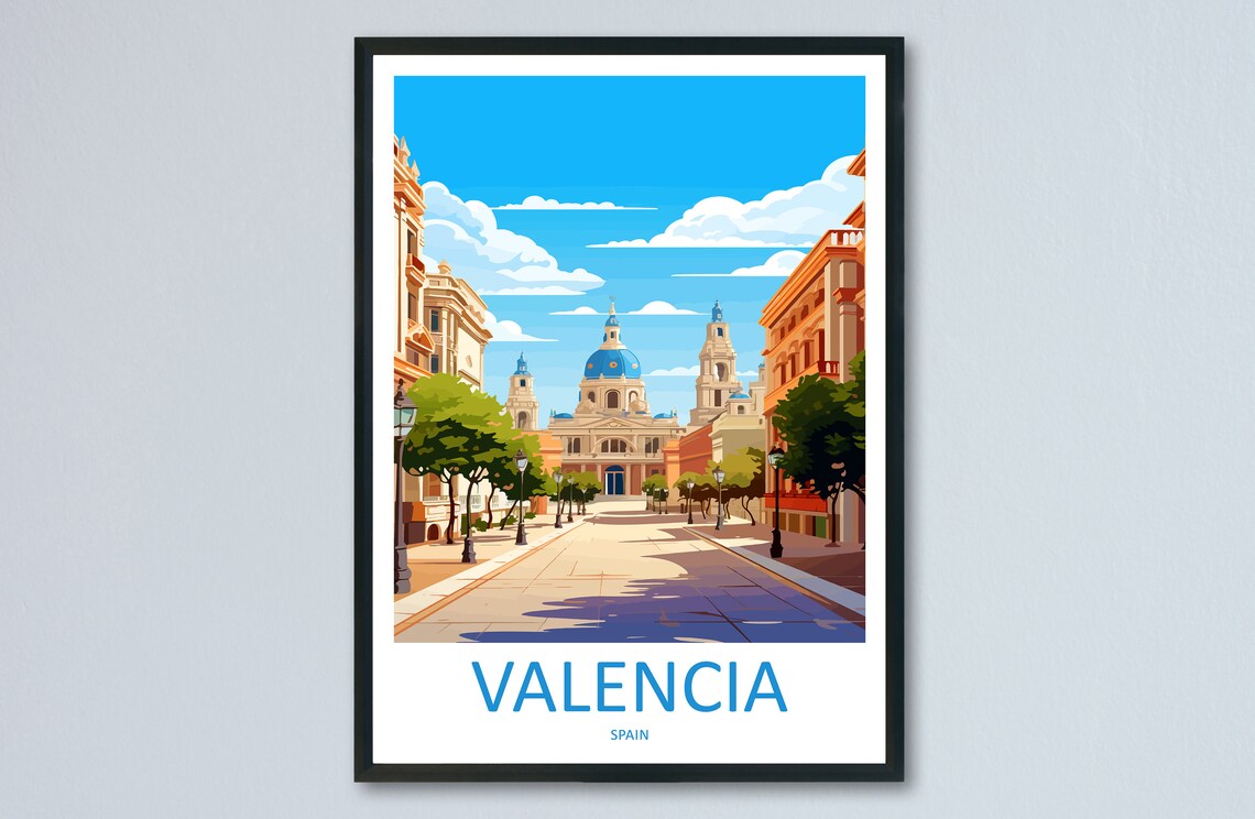 Valencia Travel Poster, Spain Wall Art Print