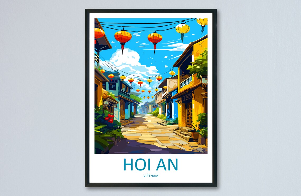 Hoi An Vietnam Colorful Lantern Old Town Street Travel Poster